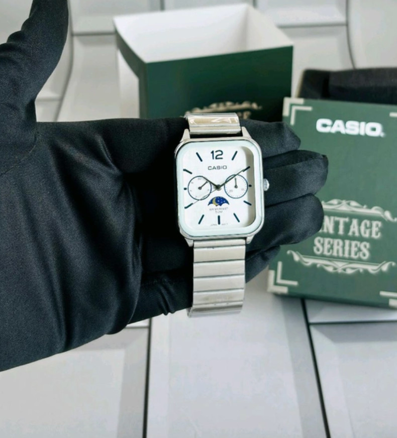 Casio MTP-M305D-7AV Men’s Moon Phase Analog Stainless Steel 50M Watch New