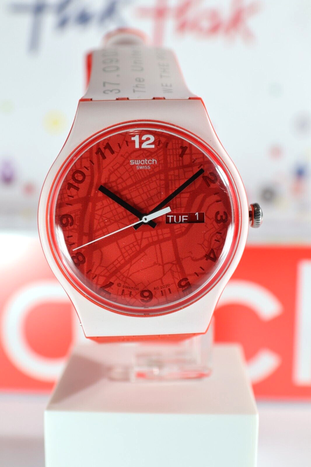 Limited Swiss Swatch Olympic Games Japan, USA Team 2020 Watch New Gent 41MM Red