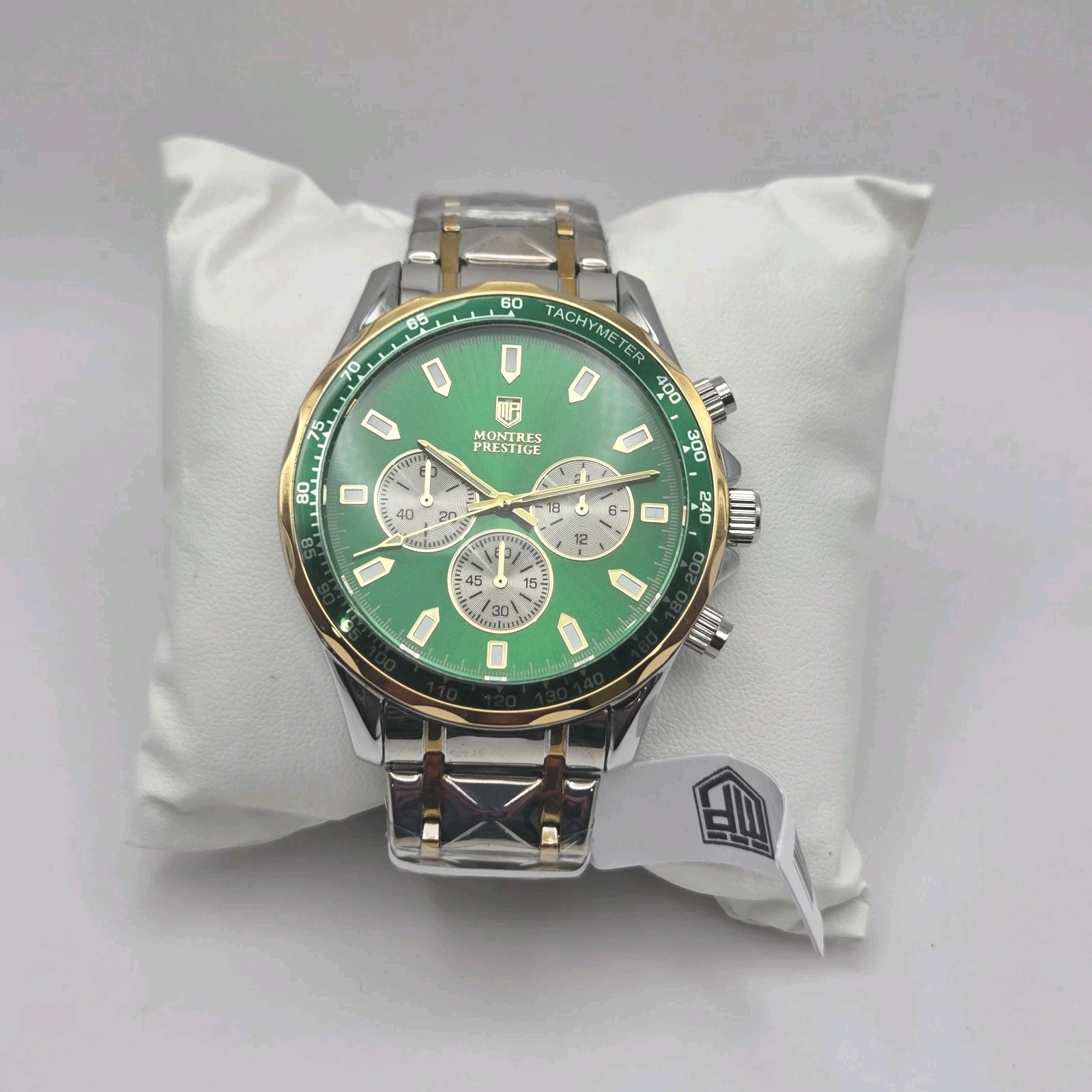 Invicta Montres Prestige Silver & Gold Two Tone Watch Green Dial 41mm (MPW 0068)