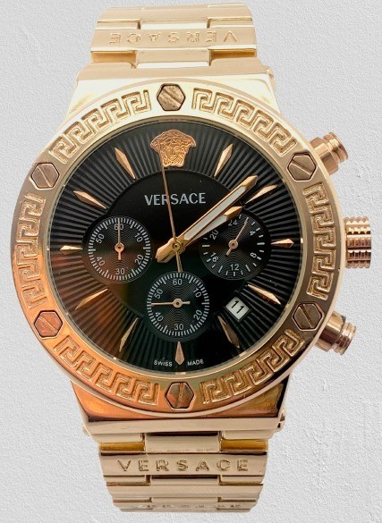 Beautiful Versace Greca Chronograph-Date Black Dial Quartz Men’s Wristwatch