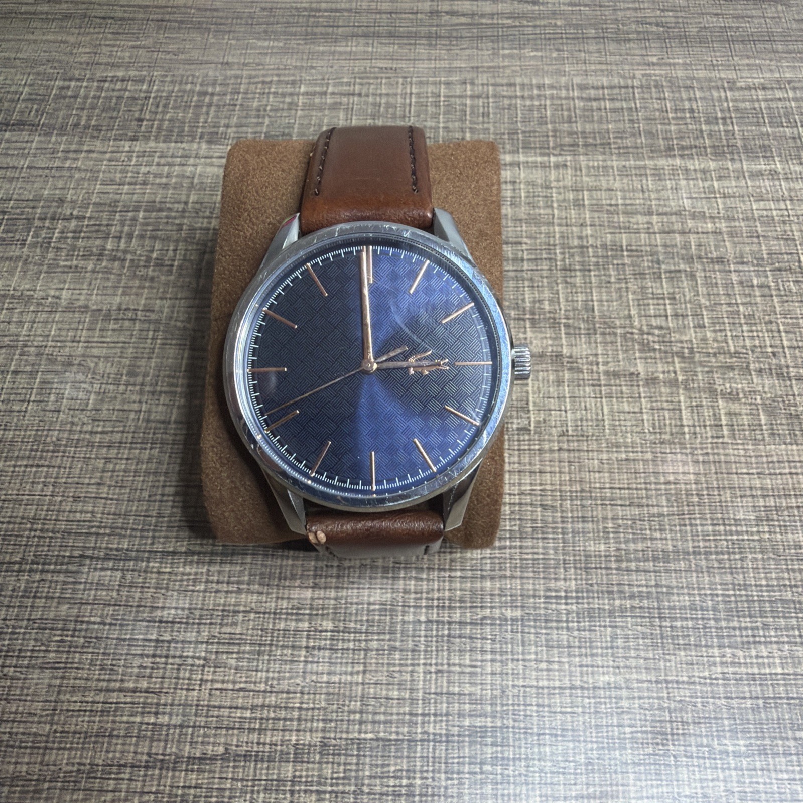 Lacoste Vienna 2011046 Men’s Brown Leather Watch Blue Dial 42mm – Needs Battery