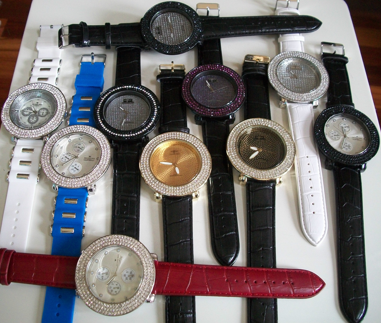 Men’s 3 Row Stone, Plain, Map Dial TECHNO PAVE Fashion Dressy Hip Hop Watch