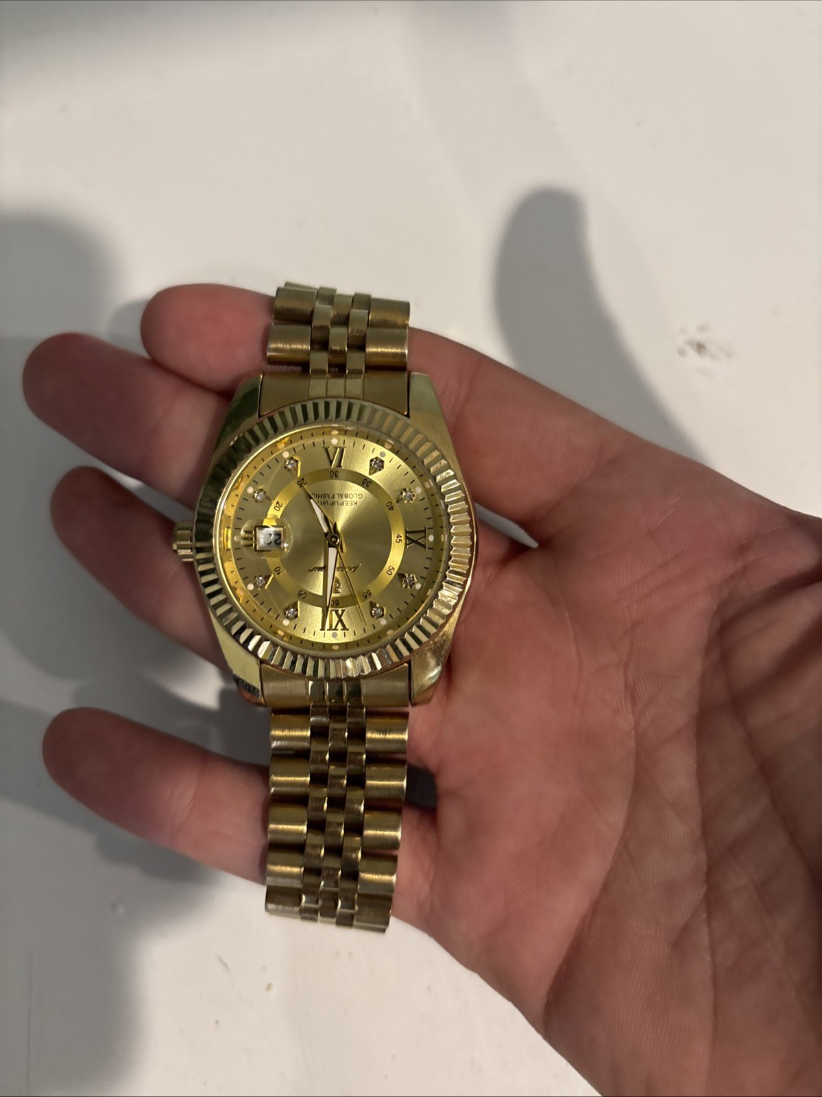 36mm Gold Plated Stainless Steel Case, Gold Plate Stainless Steel Band, watch