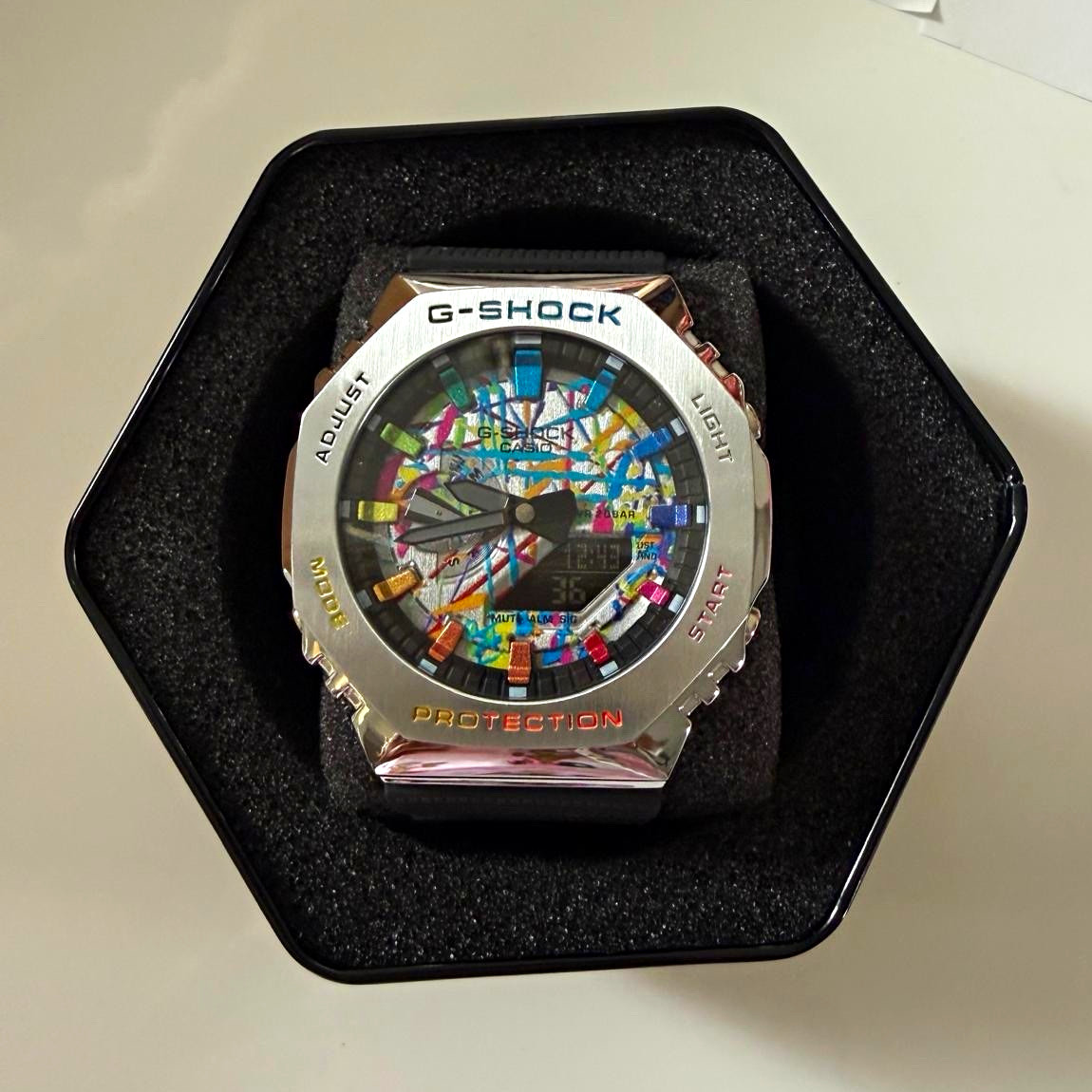 Men’s Watch Style G-SHOCK Octagon 200m Silver/Black Resin Multicolor Dial