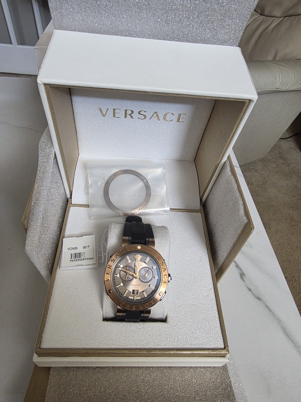 Versace V-Extreme Brown Chronograph Dial Rubber Strap Men’s Watch VCN030017