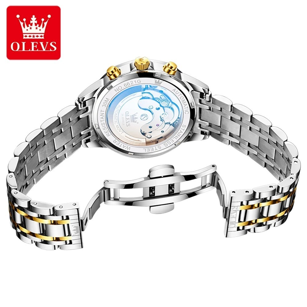 Automatic Mechanical Waterproof Watch Moon Phase Luxury Dial Men Men’s Strap