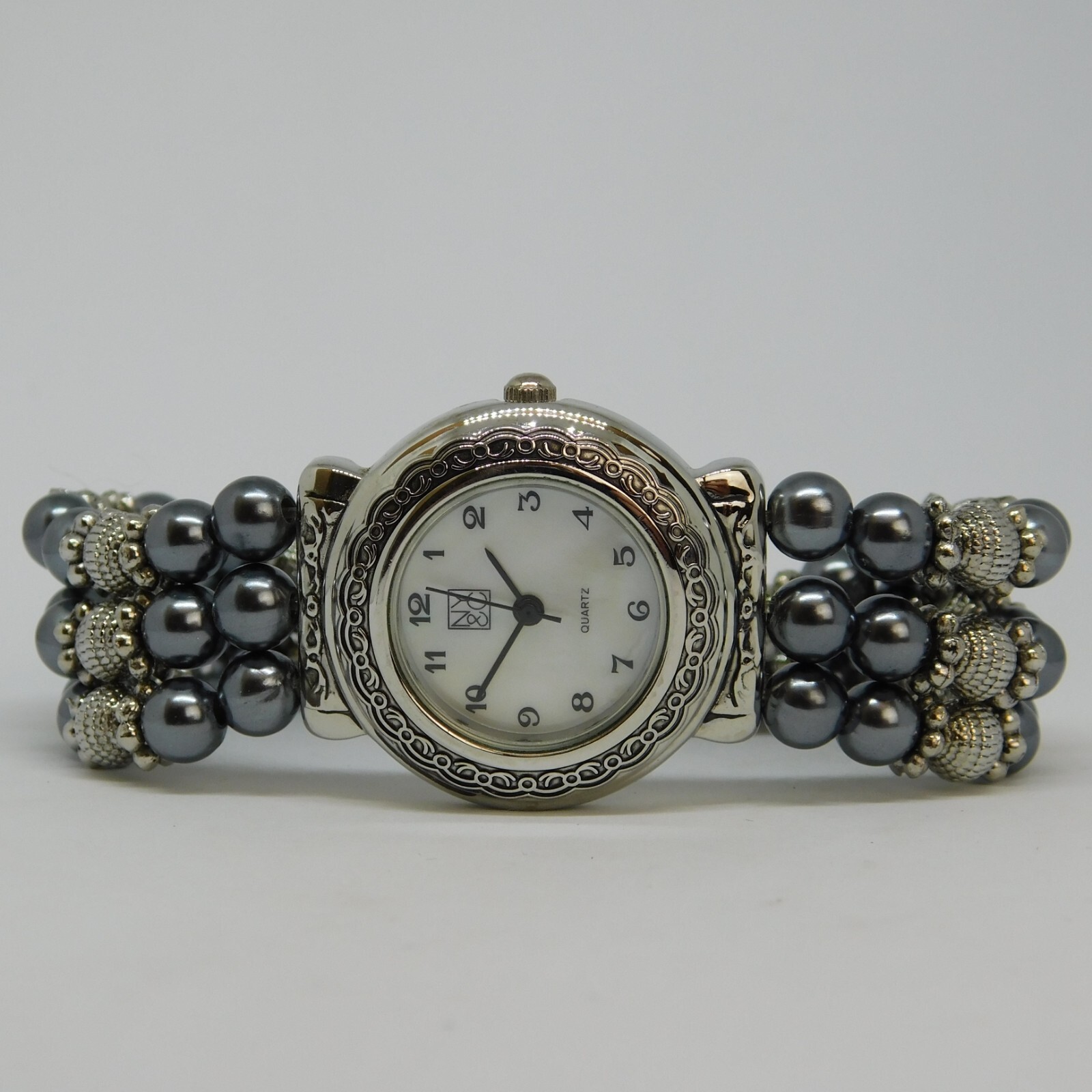 NY&C NY1335 Simulated Pearl Quartz Analog Women’s Watch Sz. 6 1/4″ New Battery