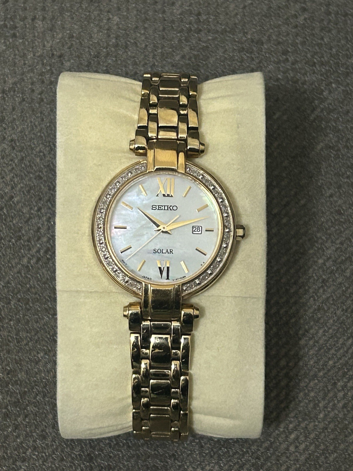 Seiko Tressia Solar Powered Quartz White Mother-of-Pearl Women’s Watch