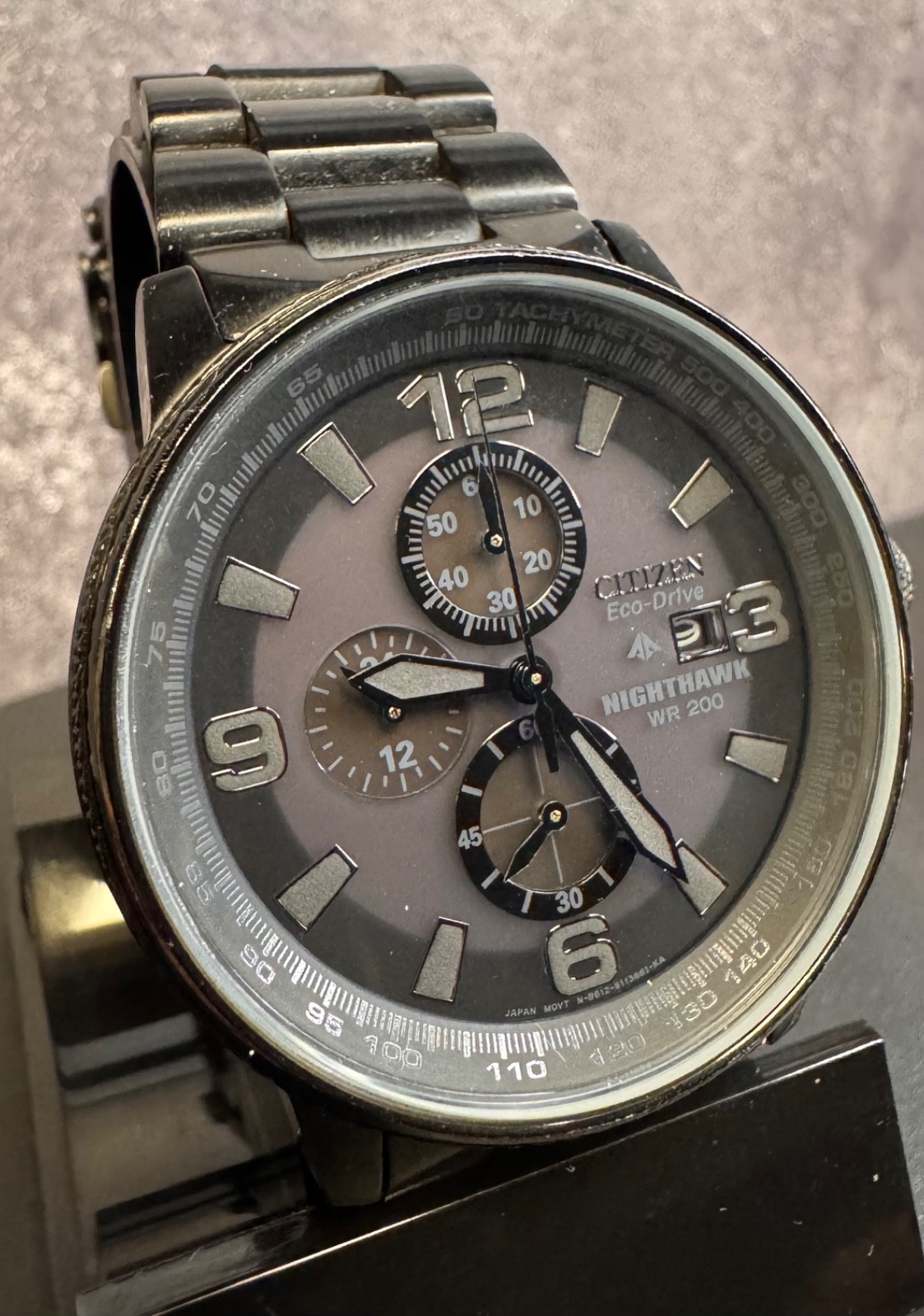 Citizen Eco-Drive Nighthawk · B612-S078247 WR200 Black Ion Chronograph Sapphire