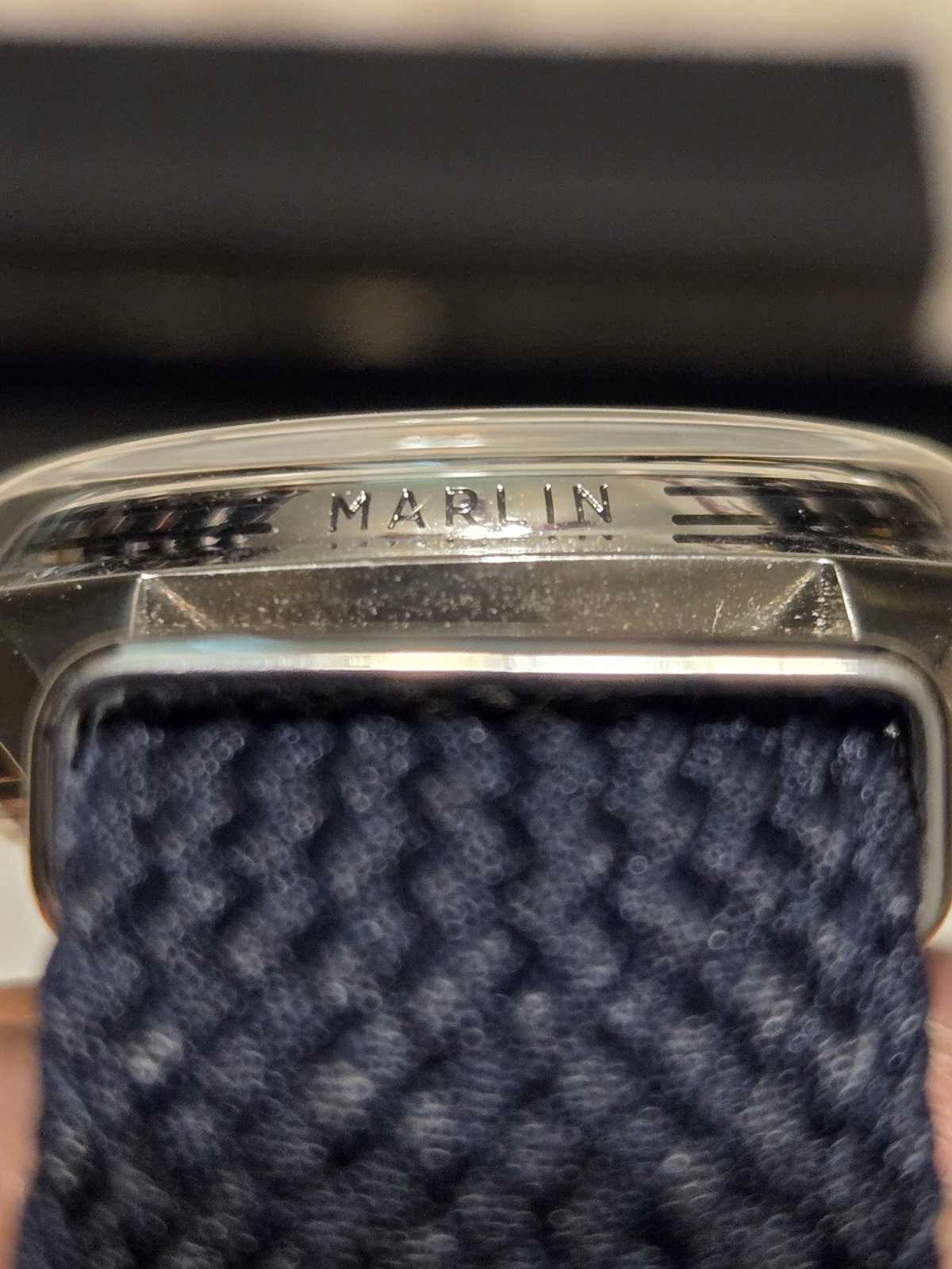 Timex Marlin Automatic Men’s Watch Silver Dial Blue One-Piece Fabric Strap Box