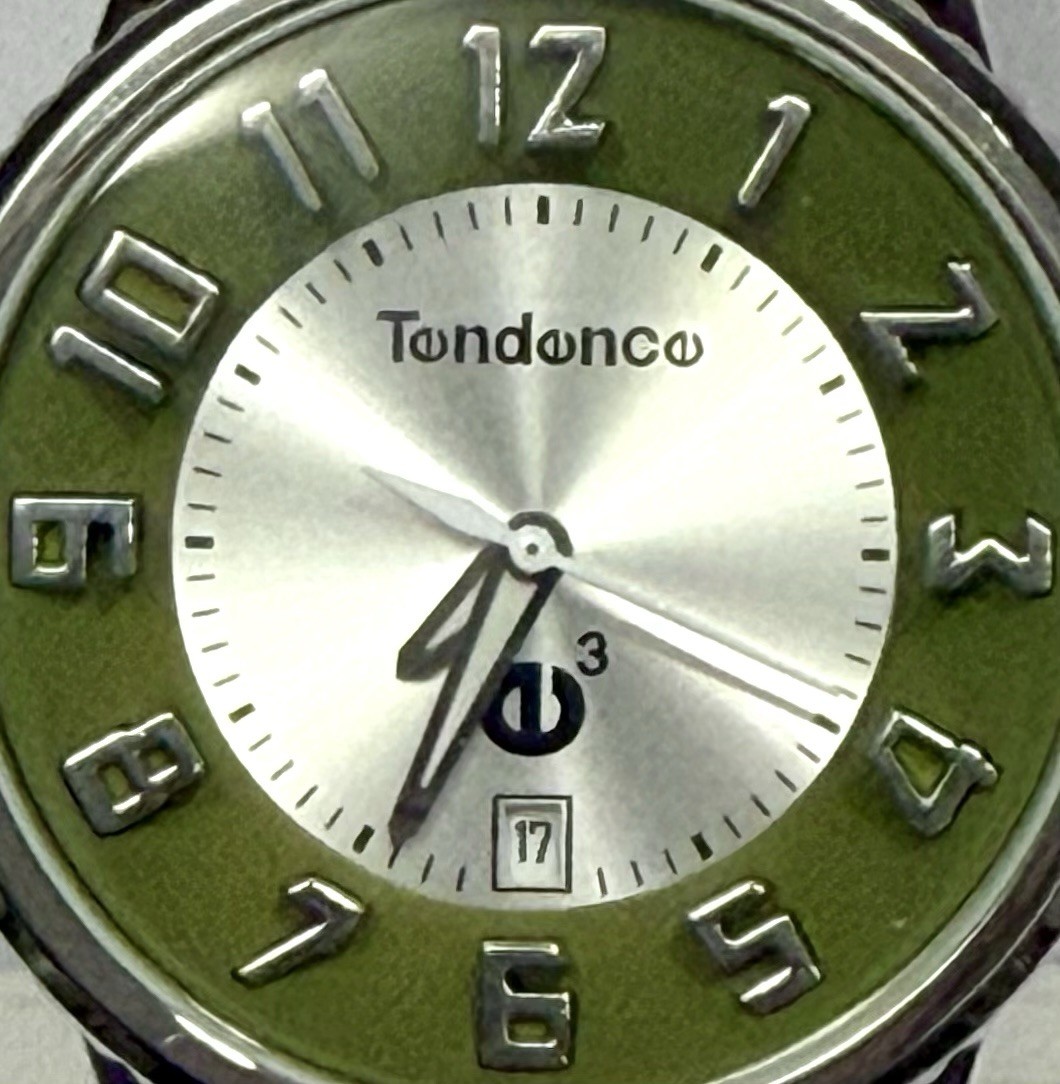 41mm Medium GULLiVER | 3D Silvertone Hours | Green Outer Rim | TENDENCE e3 Watch