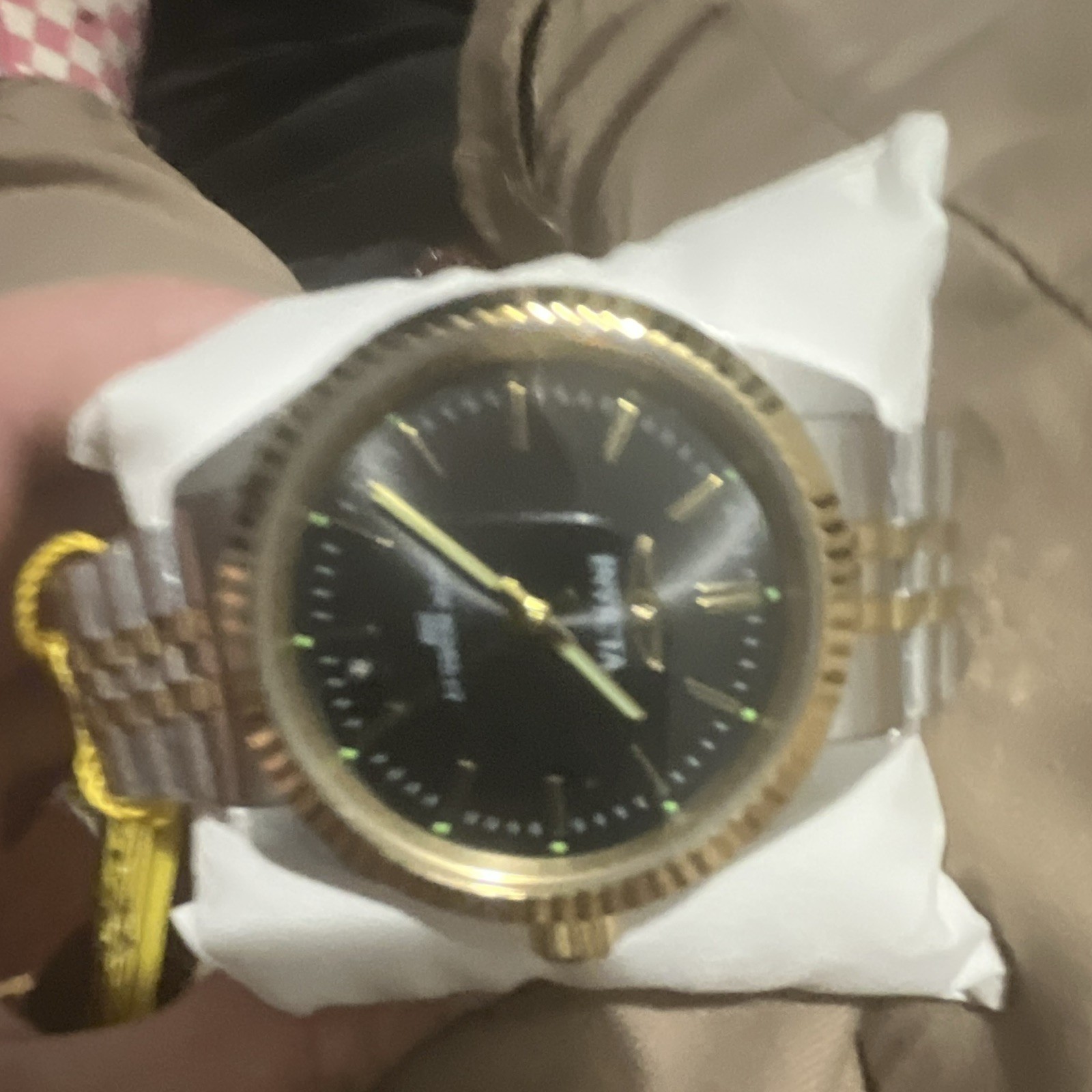Invicta Men’s Two-Tone Stainless Steel Quartz Watch Black Dial Date w/Box