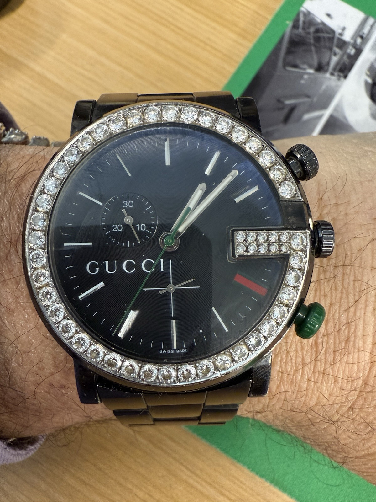 Gucci G-Chrono YA101331 Wrist Watch for Men with diamond bezel