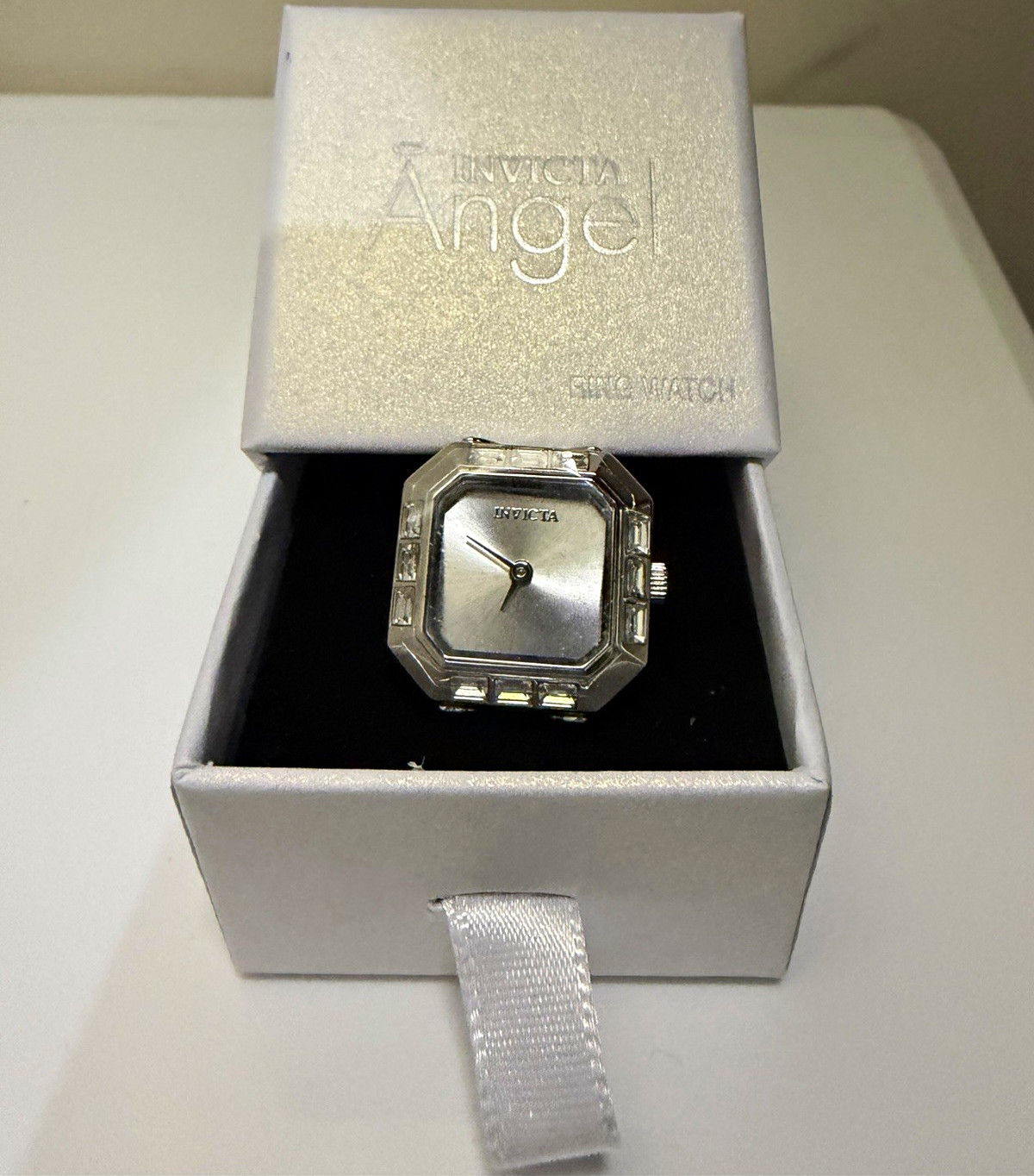 Brand New Invicta Angel Women’s Quartz Analog Square Ring Watch w/box