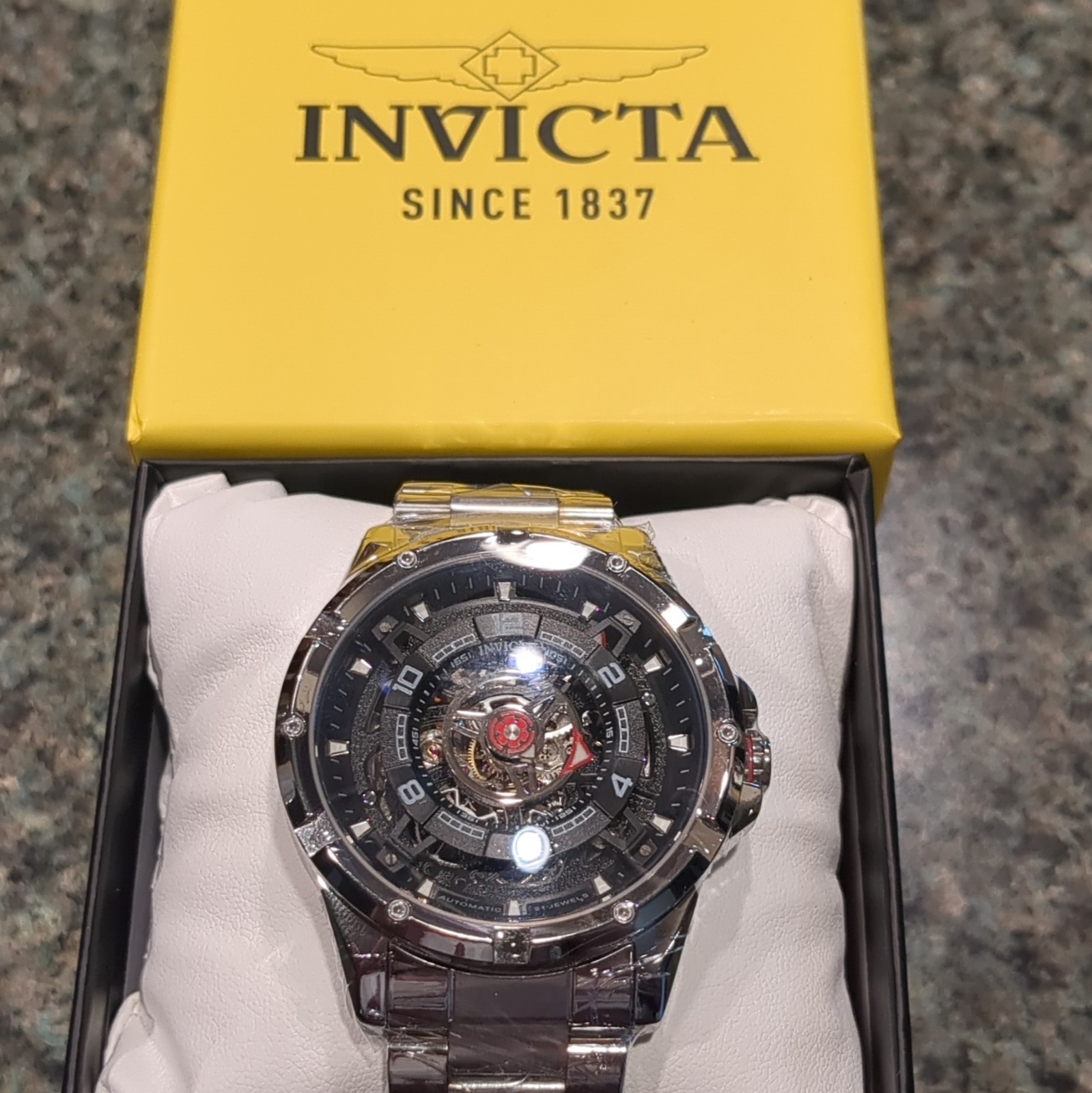 Invicta Interpoint Automatic Skeleton Stainless Steel Watch w/ Box 70082 43.5mm