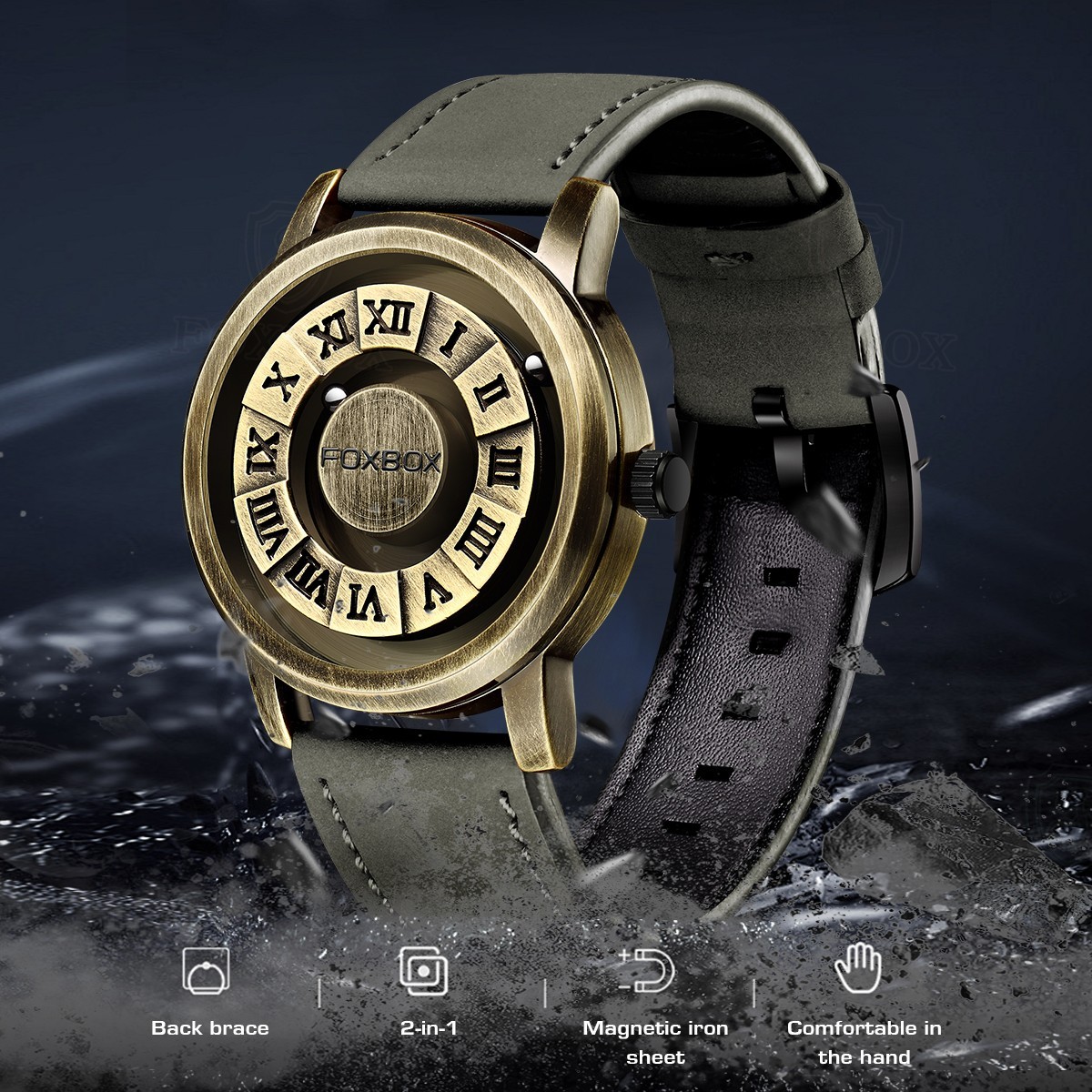 LIGE FOXBOX Men Watches Quartz Scrolling Bead Magne Waterproof Cool Wristwatch