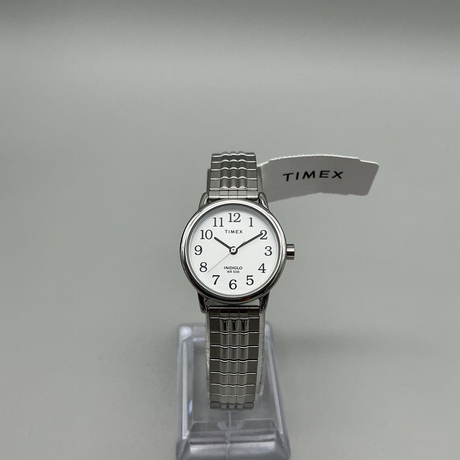Timex Easy Reader Womens Watch 25mm White Dial Indiglo Expansion Band Stainless