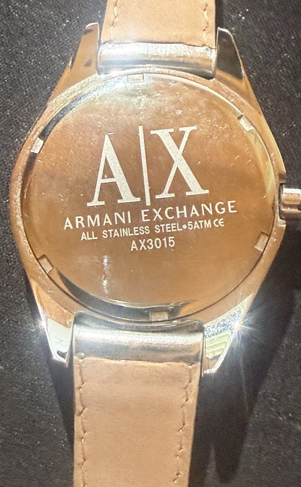 AX ARMANI EXCHANGE SILVER Tone Dial STEEL WATCH #AX3015 New Battery Works