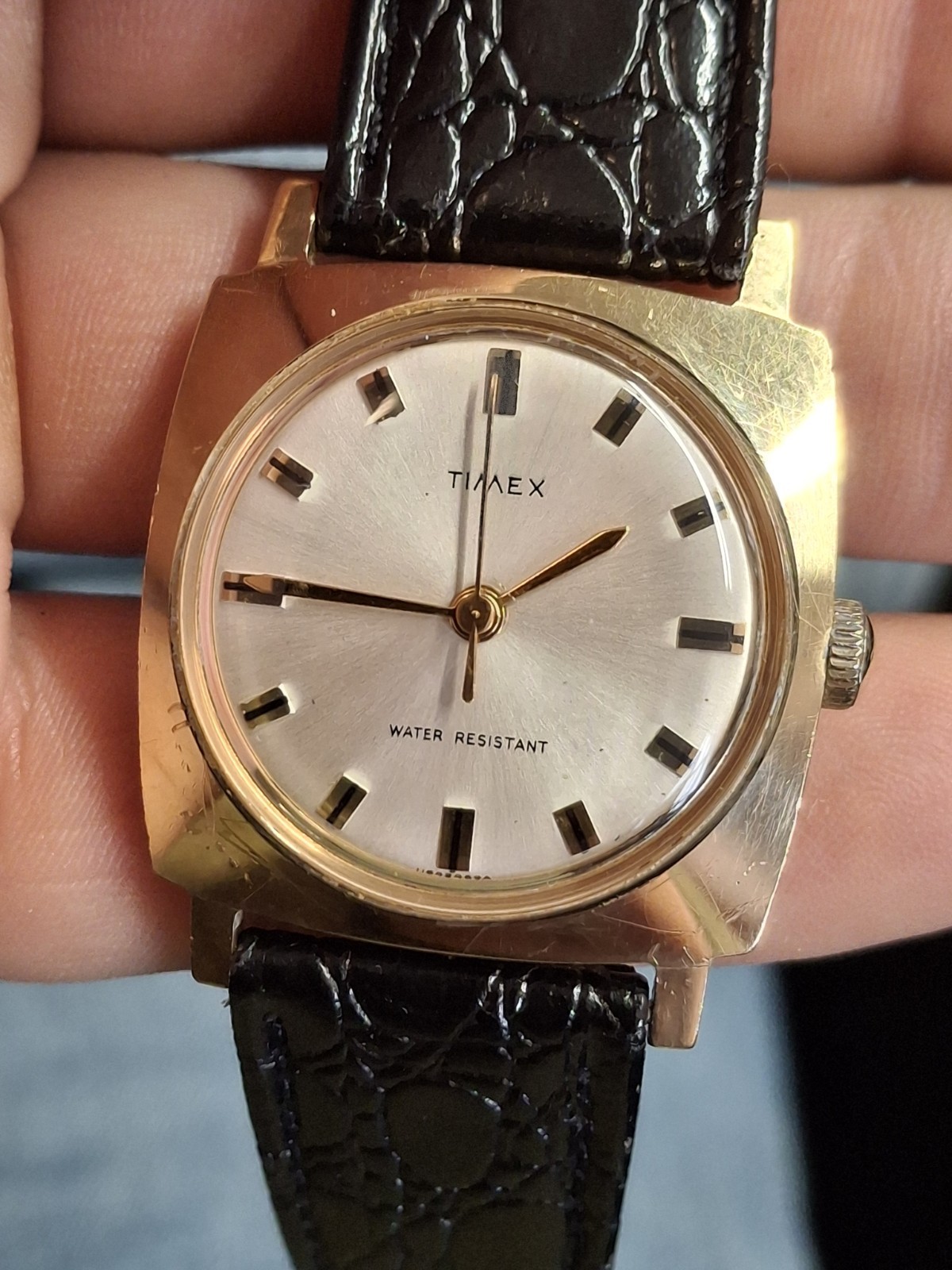 Timex Sprite 1969 Gold Tone Square Case Mens Vintage 1960s Mechanical…