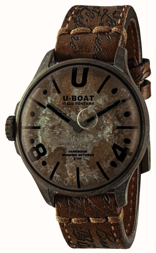 New U-Boat DARKMOON 44MM UNICO Bronze Dial Leather Band Men’s Watch 9600