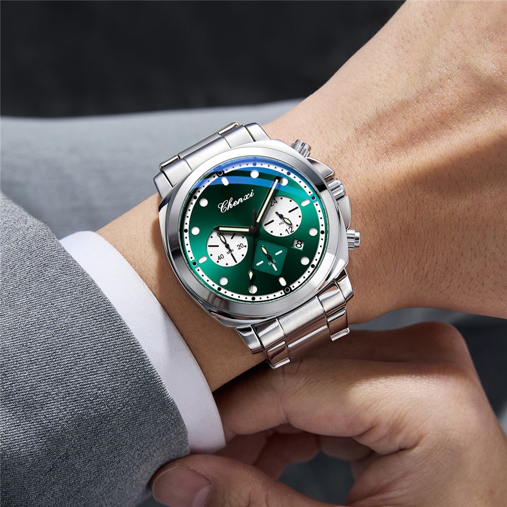 CHENXI Men Quartz Watch Chronograph Wristwatch 24Hours Weekday Boy Sport Watches