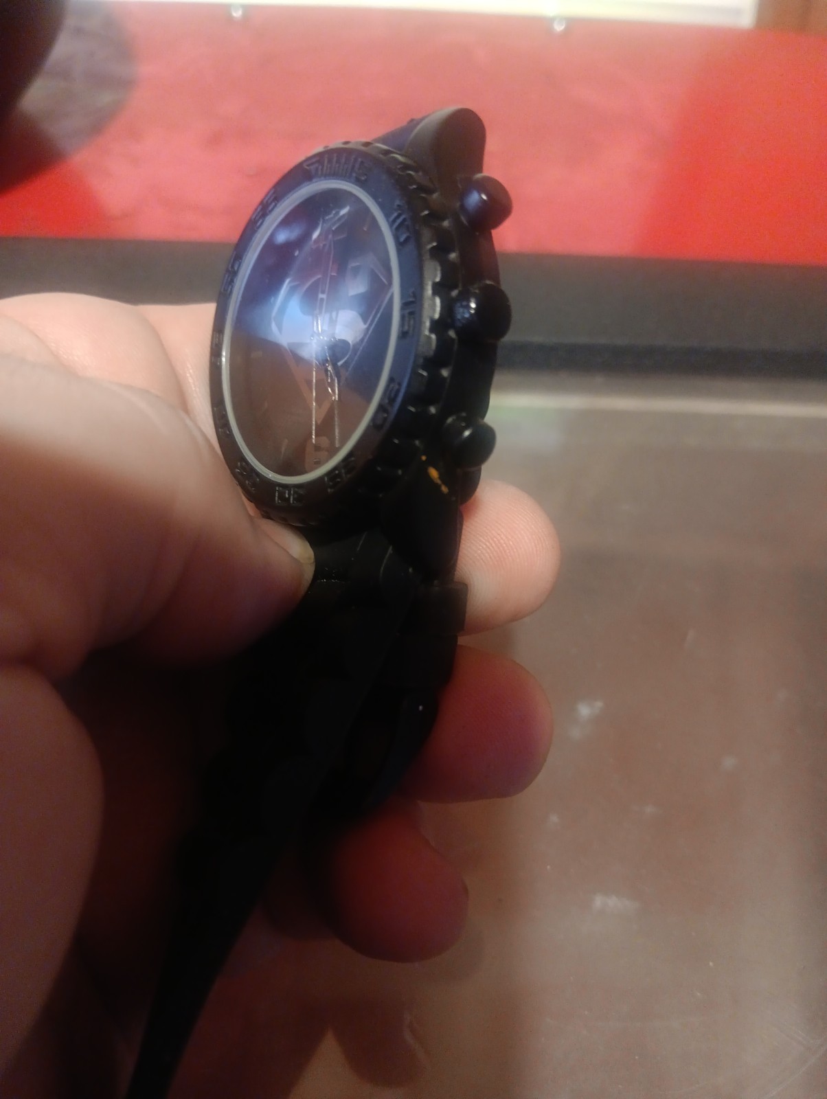 Accutime DC Comics Superman Watch Black SR626SW*Untested*, Notworking, As Is!