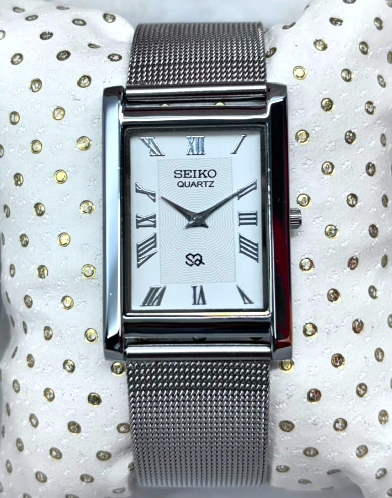 Vintage Refurbished Seiko Slim Tank Quartz Japan Men’s Wrist Watch
