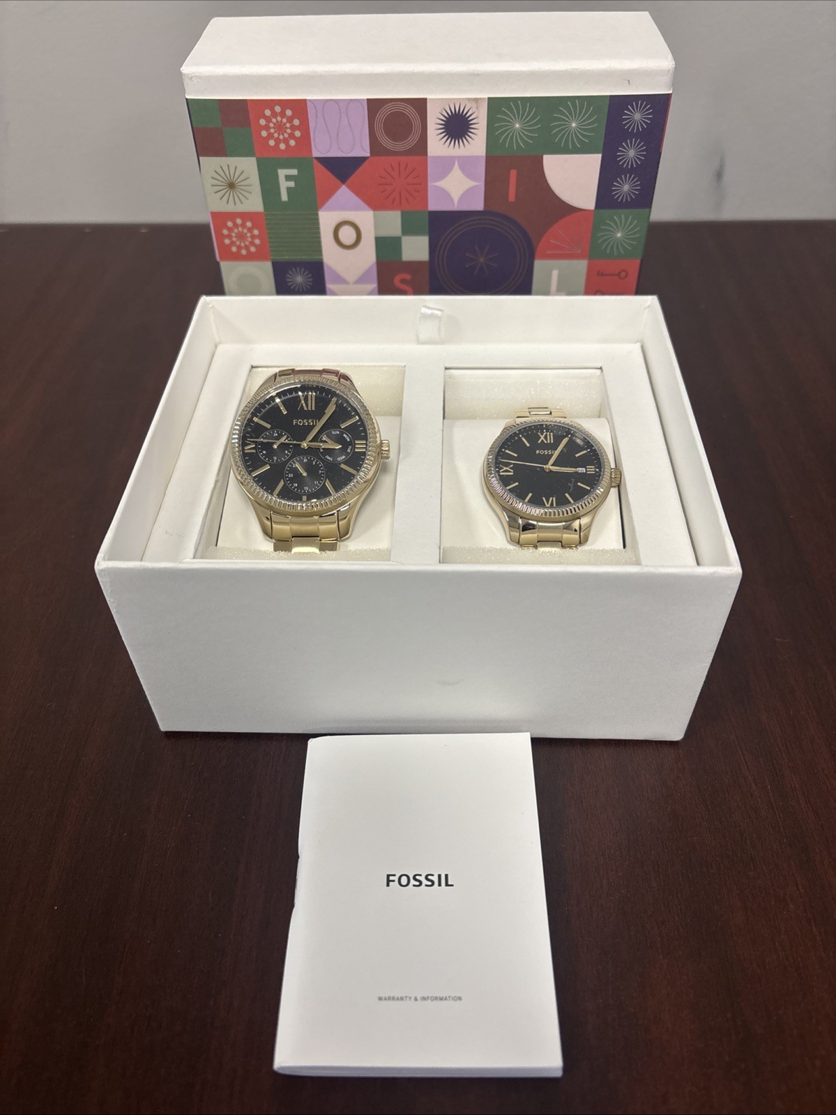 Fossil His and Hers Quartz Black Dial Watch Set BQ2829SET