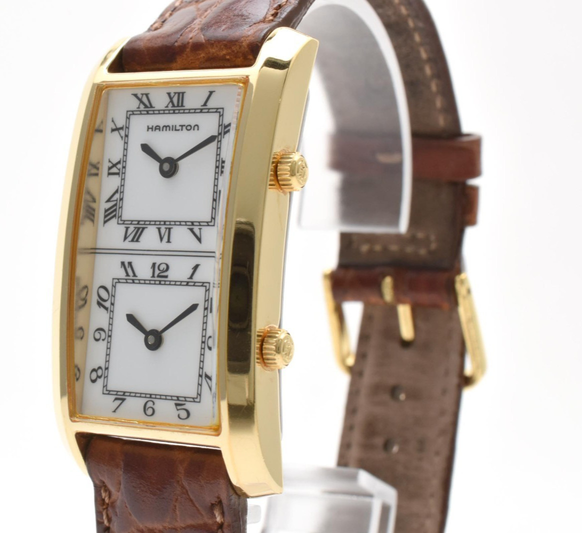 Hamilton 6274 American Traveler Dual Time Quartz White Dial Gold Men’s Watch
