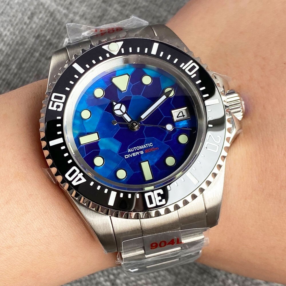 Diving 43mm NH35 Watch Men Shell Dial Sapphire Deep Swimming Ceramic Insert New