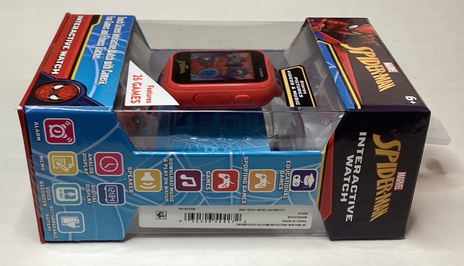 NEW MARVEL SPIDER MAN INTERACTIVE WATCH- TOUCH SCREEN INTERACTIVE W/26 GAMES