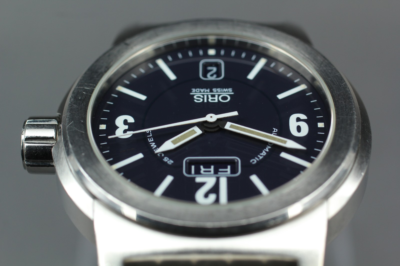 Vintage ORIS Big Crown 7500 Automatic Black Day/Date Boys Watch 40mm JAPAN