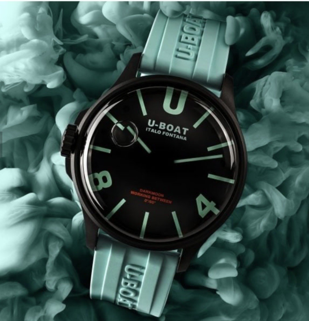 Mens Rare U boat darkmoon aquamarine blue Watch 44mm special diver