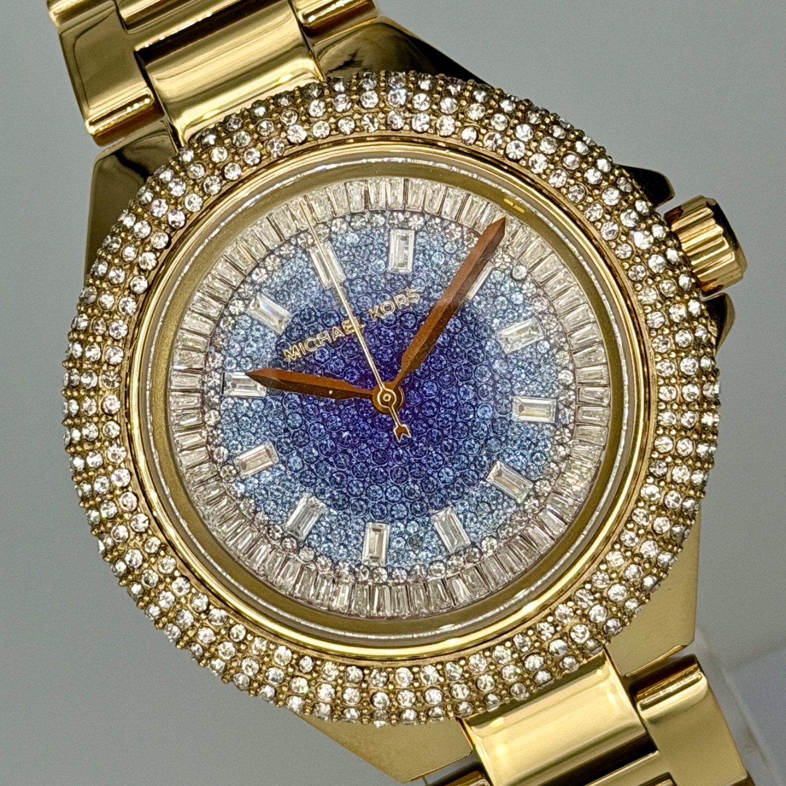 MICHAEL KORS Camille MK7341 Blue Ombre Pavé Dial Stainless Steel Quartz 43mm