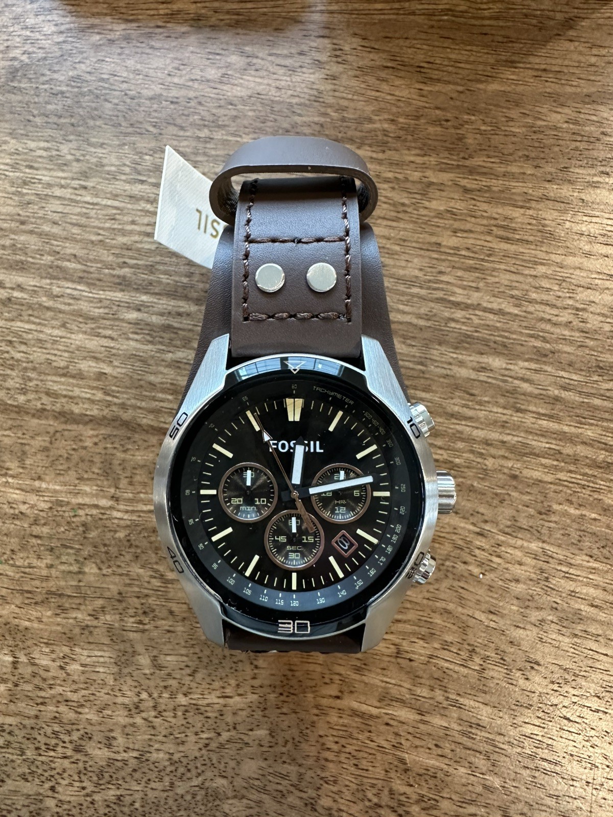 NEW Fossil Men’s Coachman Stainless Steel and Leather Chronograph Watch