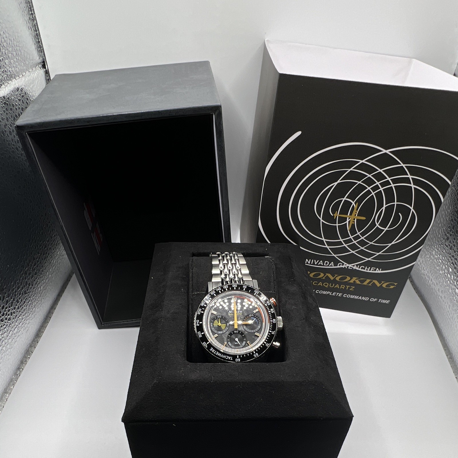 Nivada Grenchen Chronoking Mechaquaurtz Racing Watch NEVER WORN