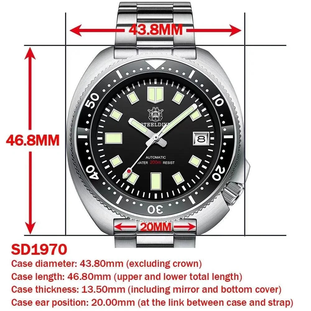 Steeldive SD1970 6105 Turtle Captain Willard V2 NH35 Seiko Sapphire Diving Watch