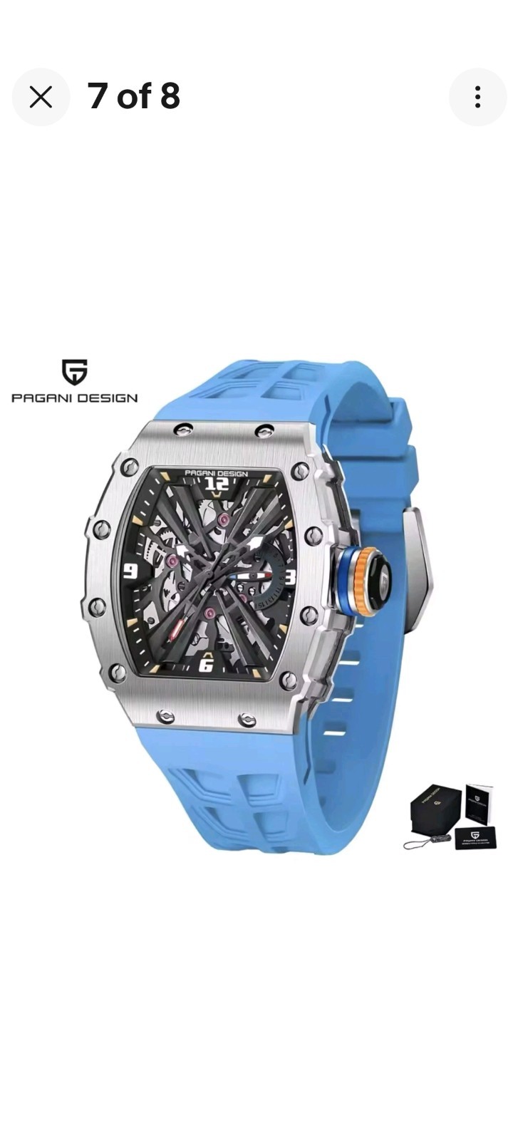 PAGANI DESIGN 2024 Men’s Quartz Watches Skeleton Stainless Steel Sports Blue