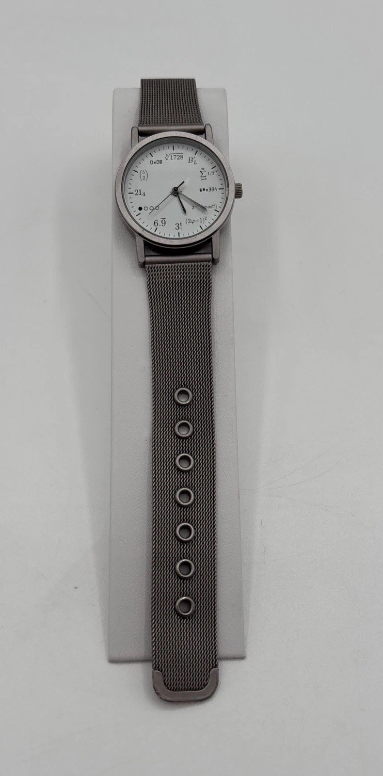 Math Dial Watch Math Equation At Each Hour Stainless Steel Mesh Band Untested