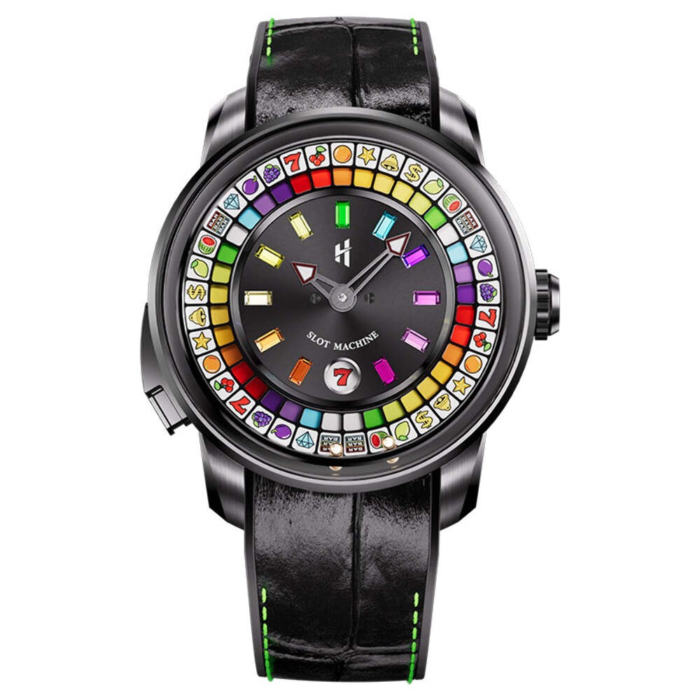 Lucky Harvey ZLS305-2 Player Gemstone Hour Markers Black Slot Machine