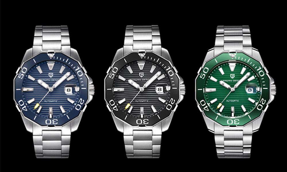 Mens Mechanical Watches Automatic Date Stainless Steel Ceramic Bezel Analog Dial