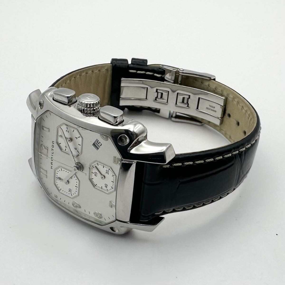 Hamilton Lloyd Men’s Quartz Chronograph Watch H194120 Date 20cm Leather Band