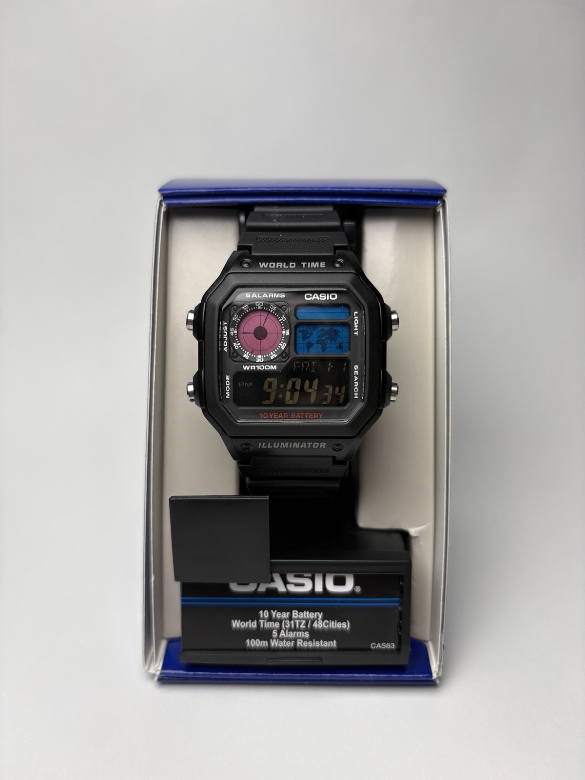 Casio AE1200 Royale Custom Watch Cyberpunk Neon Mod Negative Display Pink Blue