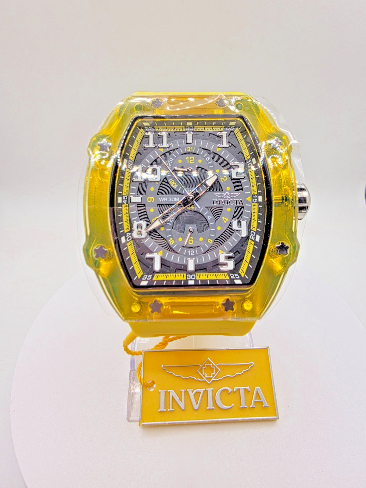 NEW Invicta Men’s 48.5mm Racing Cyclone Quartz Yellow Tone Watch 48721