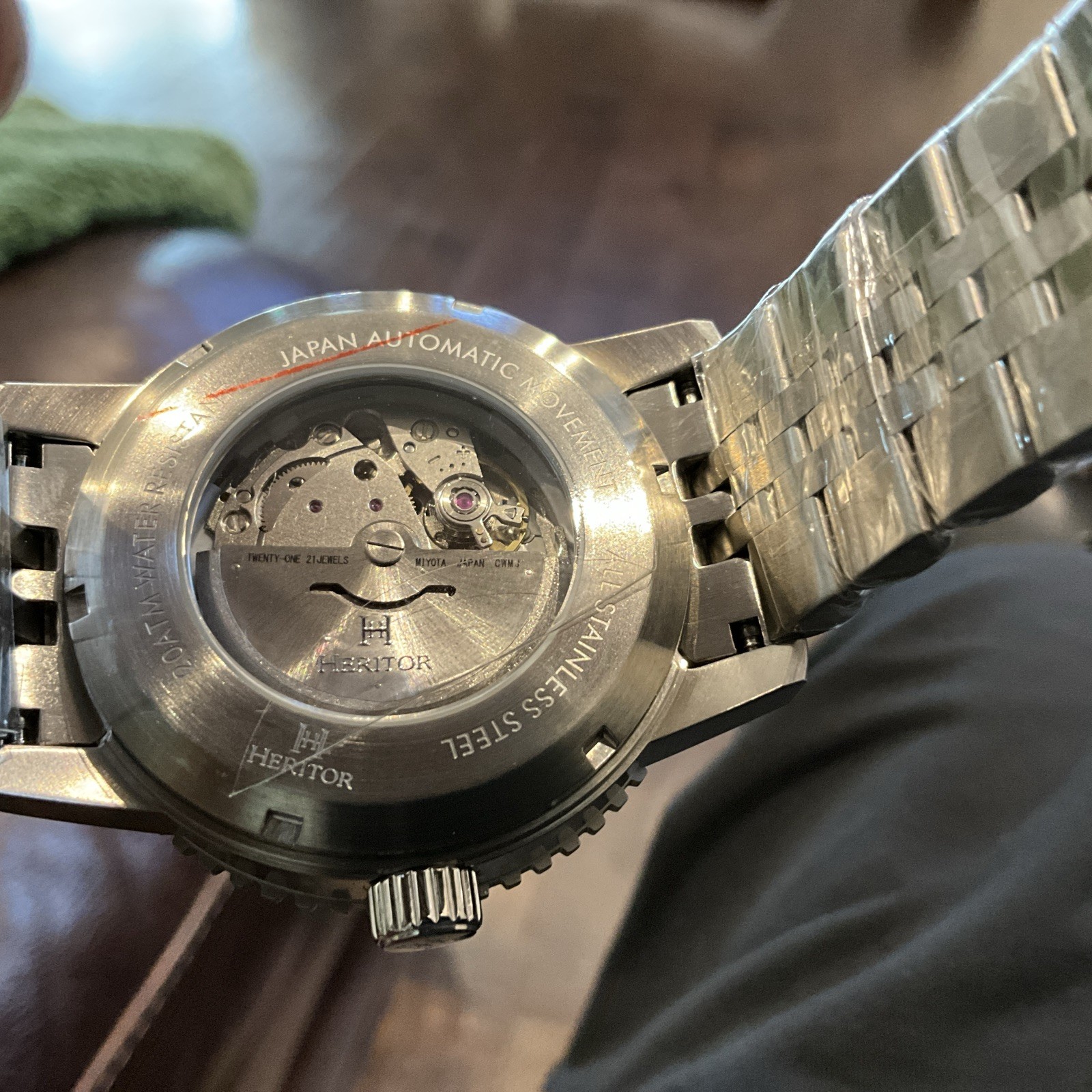 Heritor Automatic Diver Watch Green Bezel 20ATM 200M Stainless Steel Bracelet