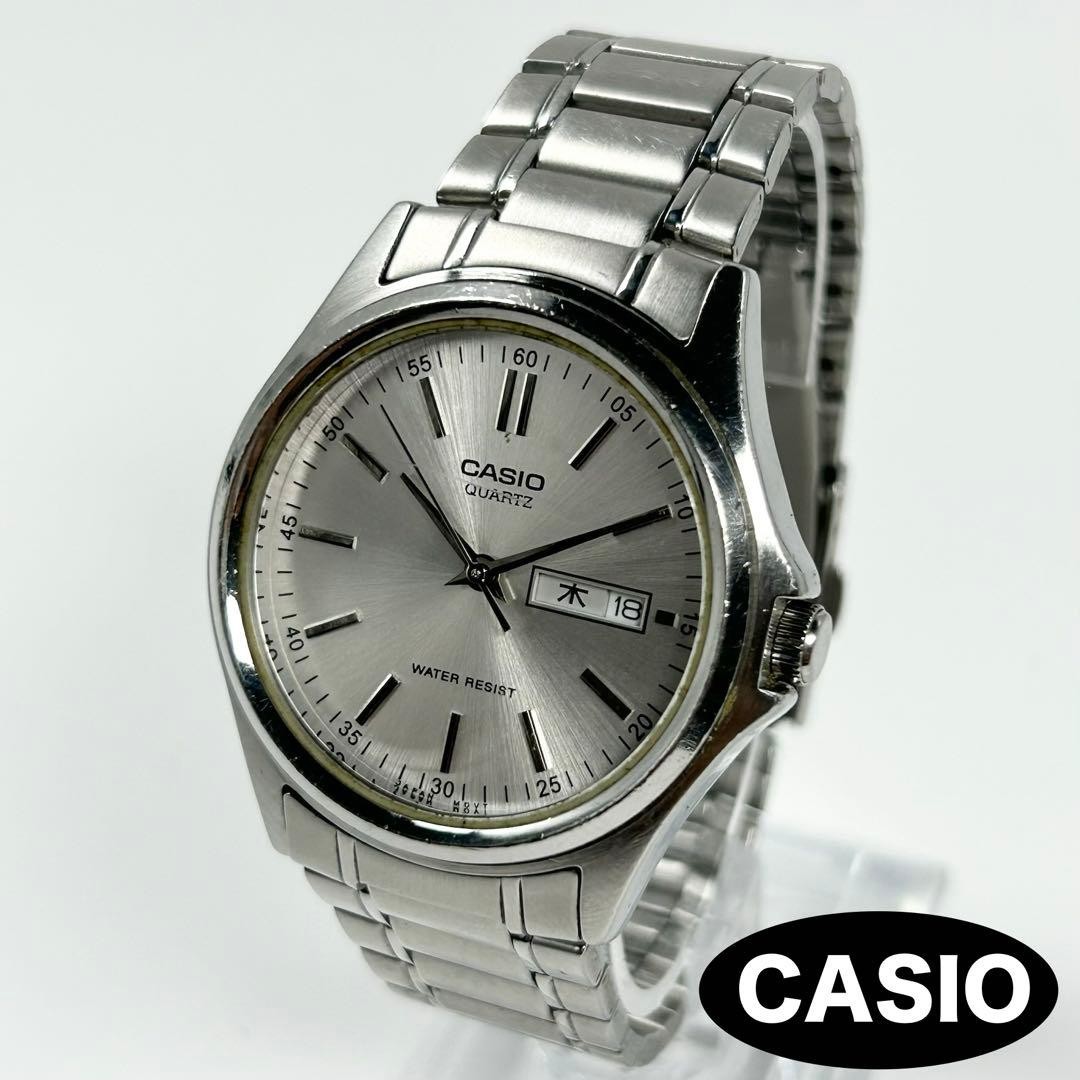 CASIO Casio Quartz Day-Date Simple Silver Men’s Watch, New Battery