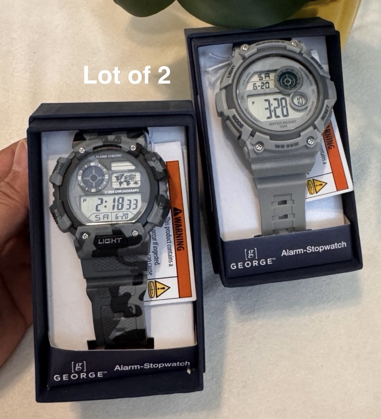 George Men’s Digital Sport Wristwatch Plastic Strap, Lot of 2
