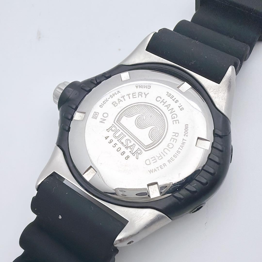 SEIKO Plusar Scuba Diver Watch Date Silver Black Used Japan