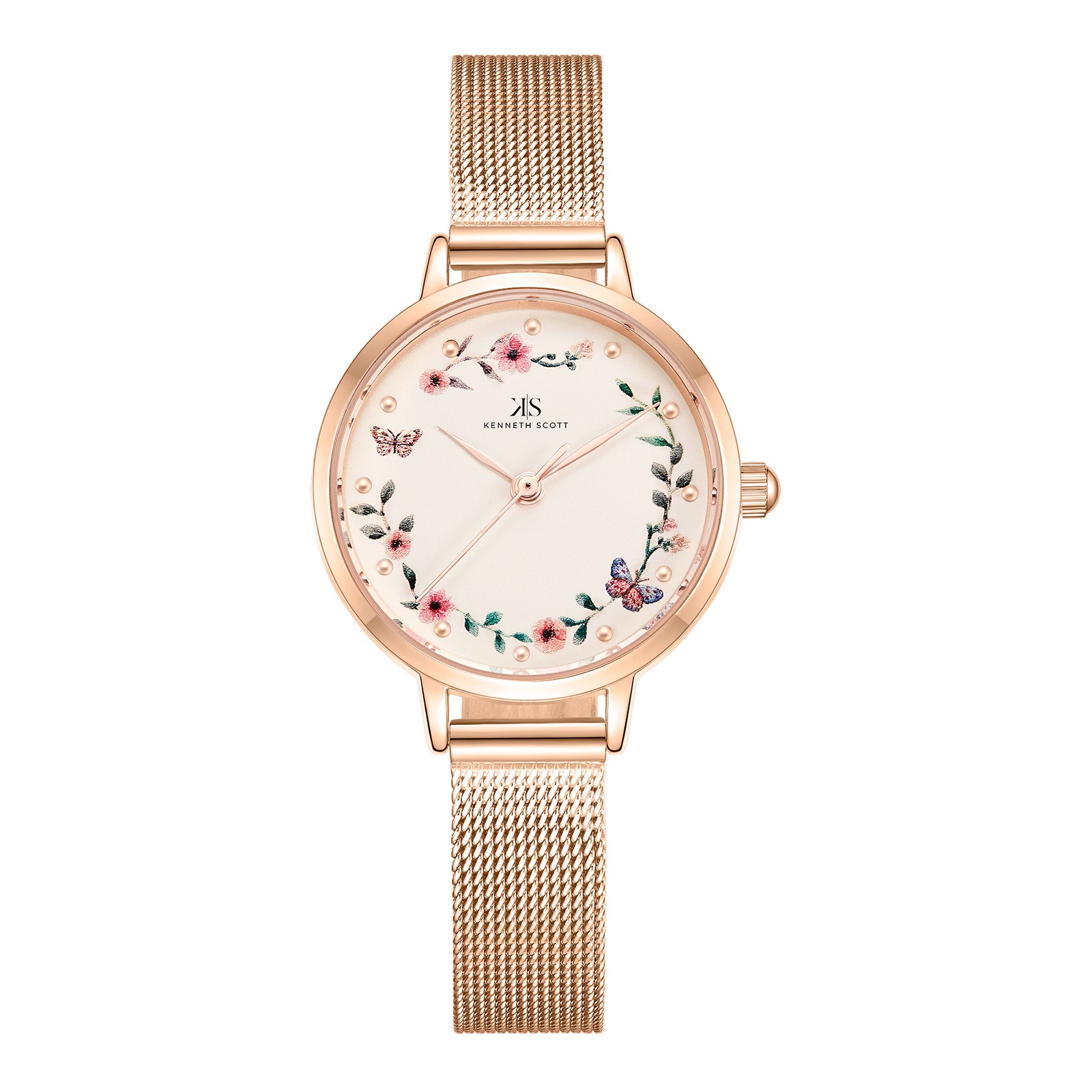 Kenneth Scott Women’s Analog Watch | Salmon Dial, 28mm, 30 m (3 ATM)