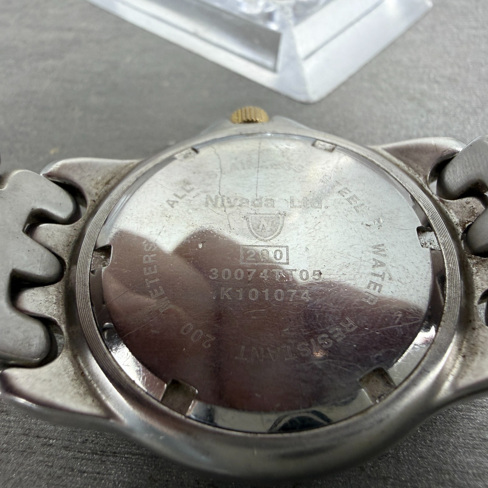 Nivada Dive Watch Men 35mm Gray Dial Two Tone Date Round New Battery